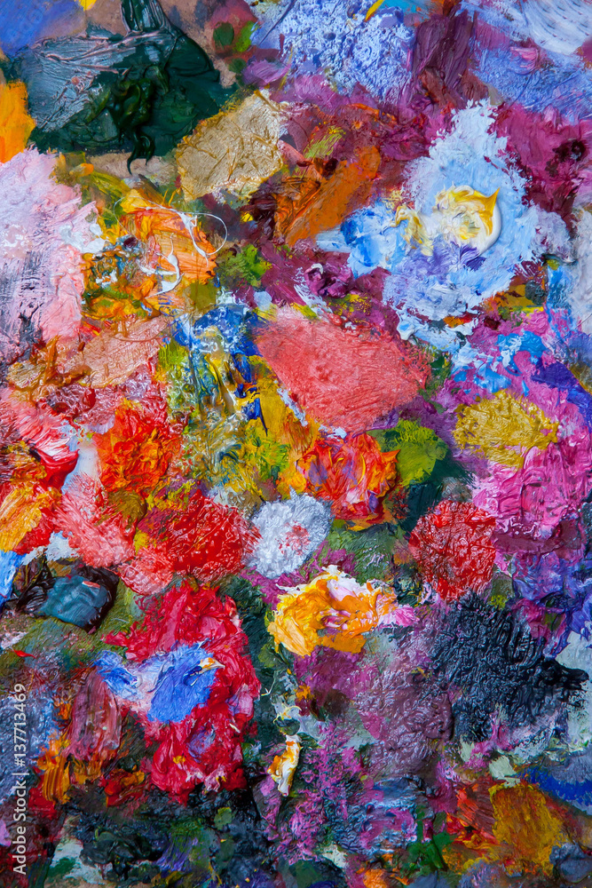 Naklejka premium texture mixed oil paints in different colors
