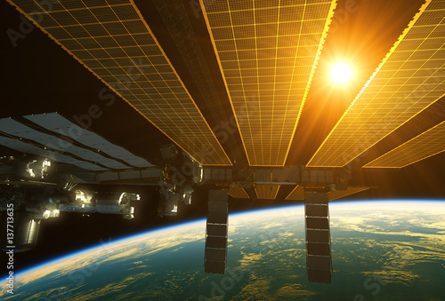 International Space Station And Sun Above The Earth © 3dsculptor