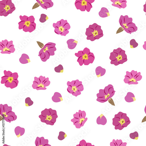 Wallpaper Mural Simple cute pattern in small-scale flovers primrose.  Floral seamless background for textile or book covers, manufacturing, wallpapers, print, gift wrap and scrapbooking. Hand-drawn illustration. Torontodigital.ca