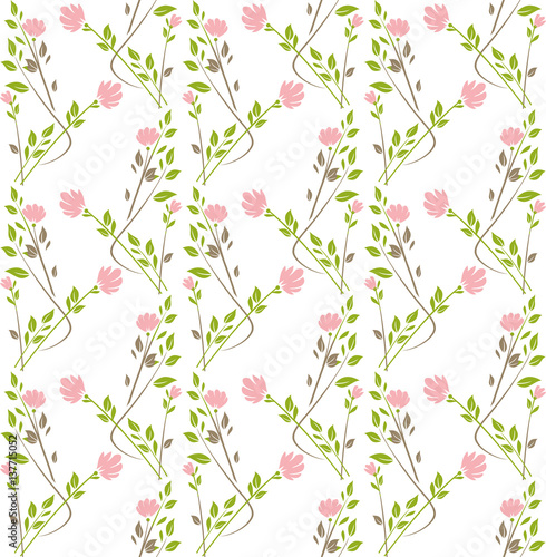 Seamless pattern with flower garlands. Vector template can be used for a romantic, wedding and other design.