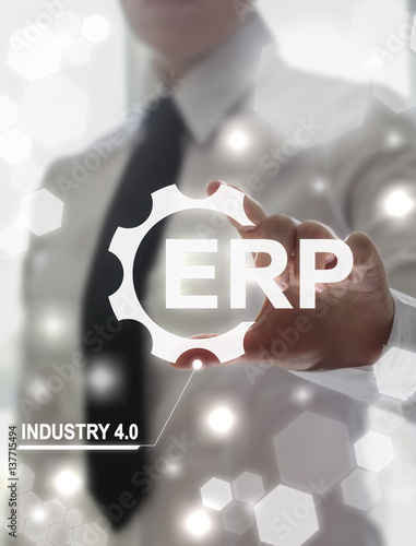 Erp industrial enterprise resource planning business computer web concept. ERP industry 4.0 computing access iot robotic finance manufacturing technology