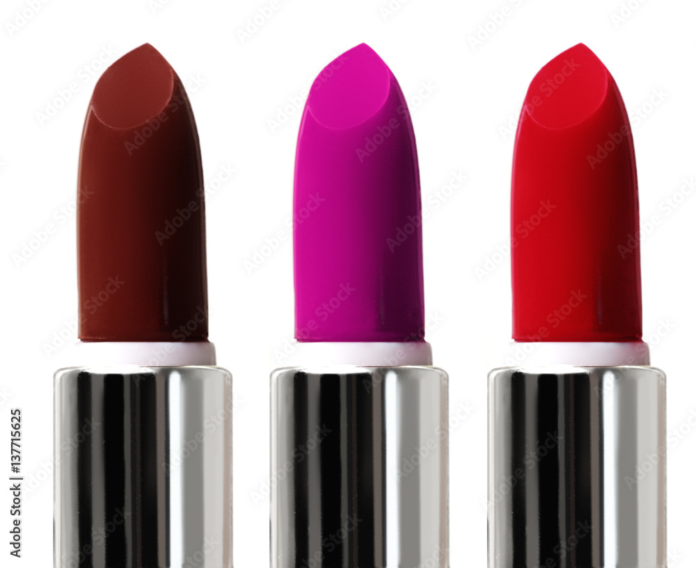 Set of color lipsticks. Red lipstick, pink lipstick Set of color lipsticks. Red lipstick, pink lipstick