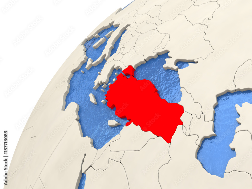 Fototapeta premium Turkey on globe