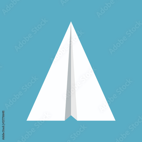 Paper Plane Icon. Papercraft Origami Airplane.