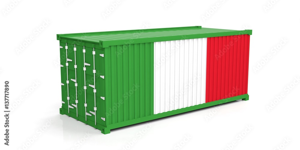 Italy flag on container. 3d illustration Italy flag on container. 3d illustration