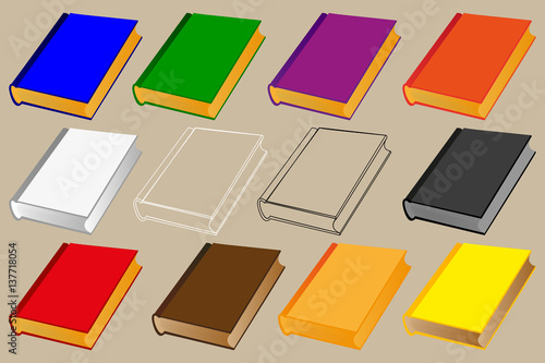 book vector illustration - set, books of different colors, © danlersk