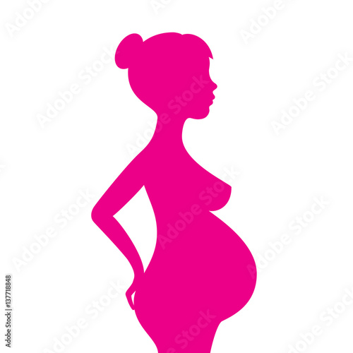 Young pregnant woman vector silhouette