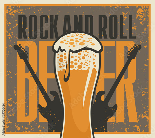banner for the pub with live music with a glass beer and guitar