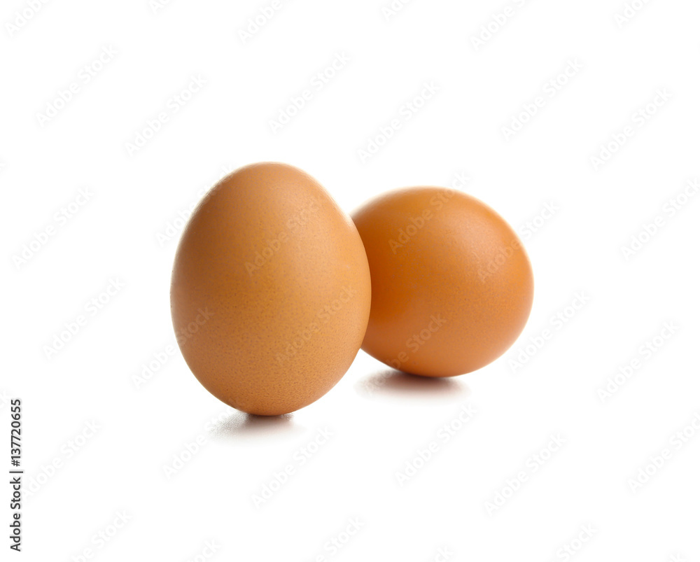 Raw eggs on white background Raw eggs on white background