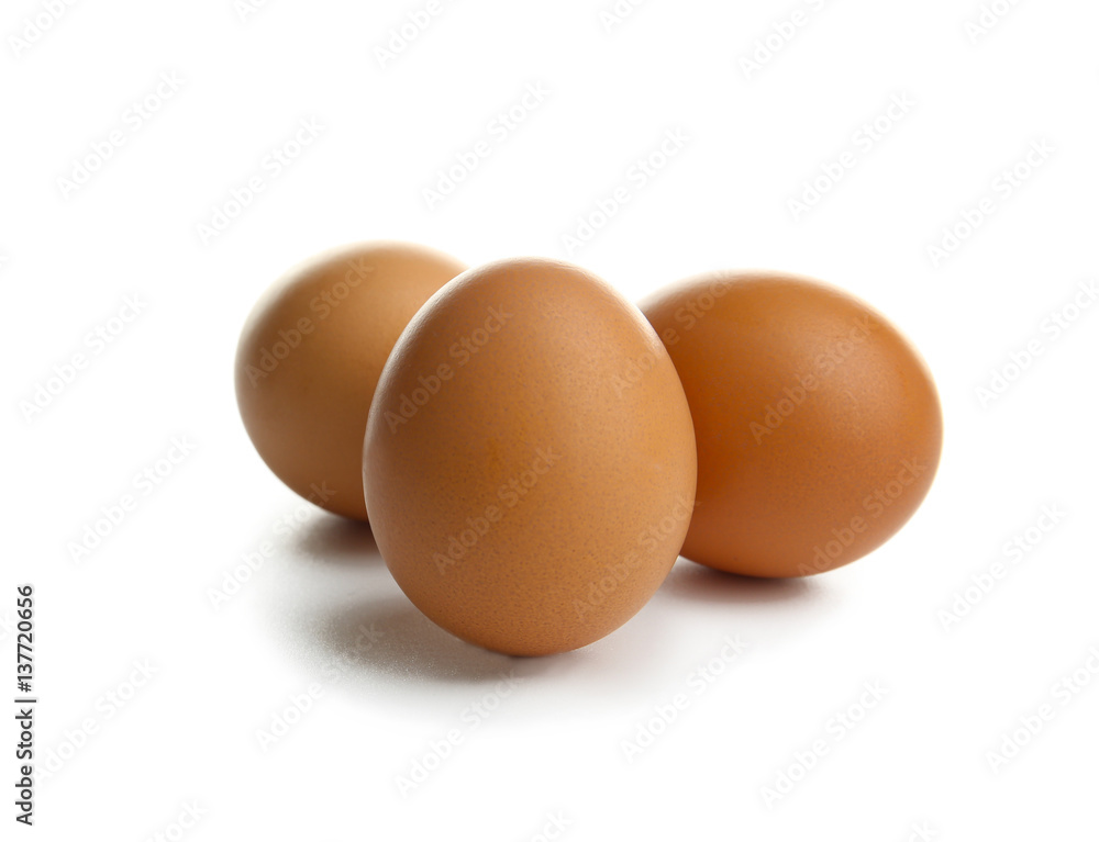 Raw eggs on white background Raw eggs on white background