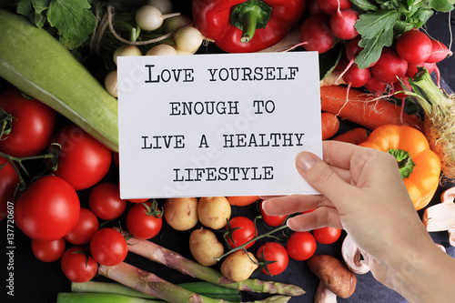Vászonkép Motivation Inspirational quote Love Yourself enough to live a healthy lifestyle