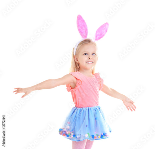 Cute funny girl with bunny ...
