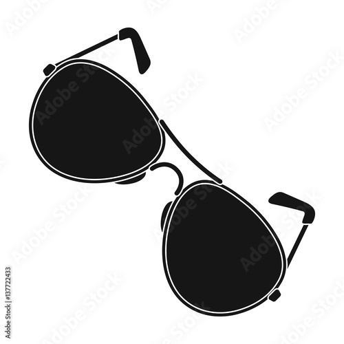 Aviator sunglasses icon in black style isolated on white background. Police symbol stock vector illustration. photo