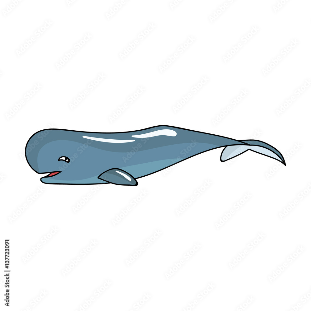 Sperm whale icon in cartoon style isolated on white background. Sea animals  symbol stock vector illustration. Stock Vector | Adobe Stock