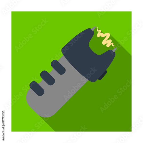 Taser icon in flat style isolated on white background. Police symbol stock vector illustration.