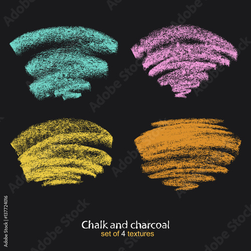 A set of vector brushstrokes. Chalk and charcoal. Grunge texture. Brushes are stored in the palette. Designed for registration of various design projects: posters, banners. Stock vector.