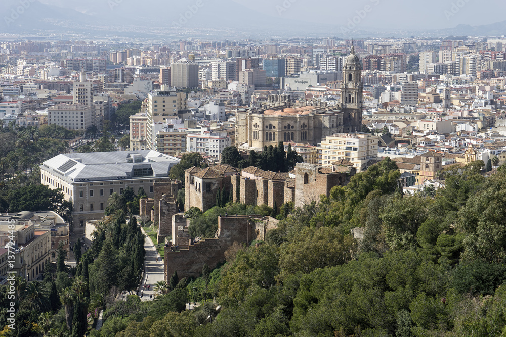 Vistas de la ciudad monumental de Málaga, Andalucía