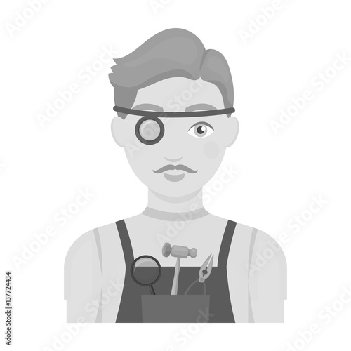 Jeweler icon in monochrome style isolated on white background. Precious minerals and jeweler symbol stock vector illustration.