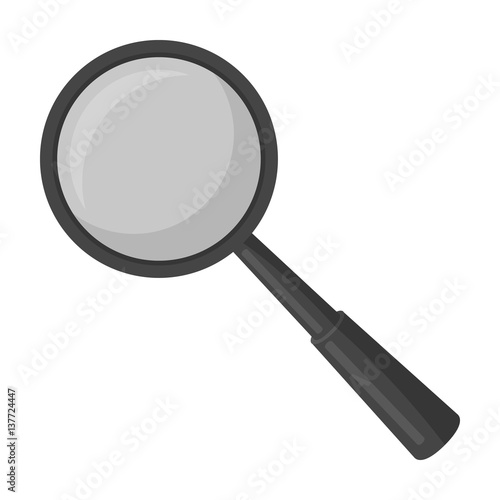 Magnifying glass icon in monochrome style isolated on white background. Precious minerals and jeweler symbol stock vector illustration.