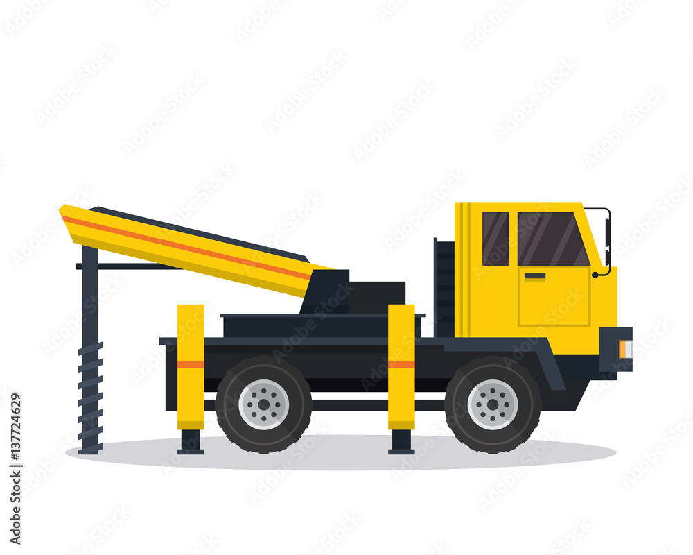 Modern Flat Construction Vehicle Illustration - Crane Truck Modern Flat Construction Vehicle Illustration - Crane Truck