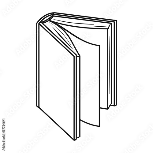 Black standing book icon in outline style isolated on white background. Books symbol stock vector illustration.