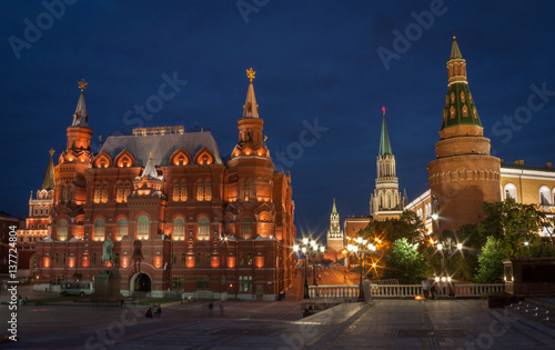 moscow night landscape with red square.