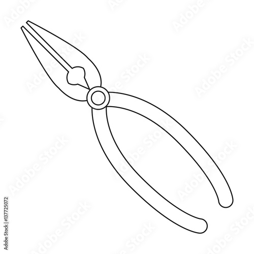 Jewelry pliers icon in outline style isolated on white background. Precious minerals and jeweler symbol stock vector illustration.