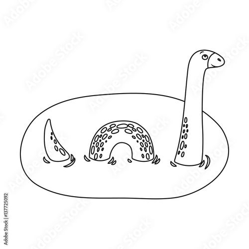 Loch Ness monster icon in outline style isolated on white background. Scotland country symbol stock vector illustration.