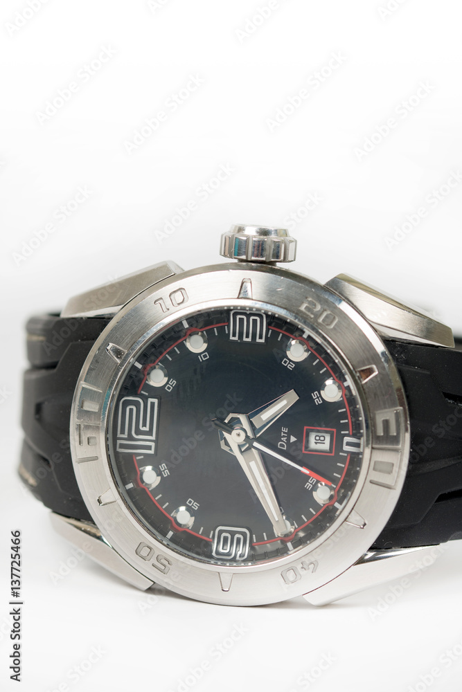 Closeup macro isolated sports wrist watch Closeup macro isolated sports wrist watch
