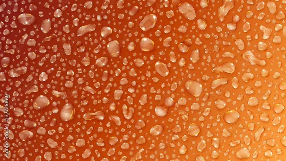 Orange background of water drops Orange background of water drops