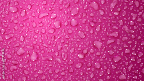 Pink background of water drops