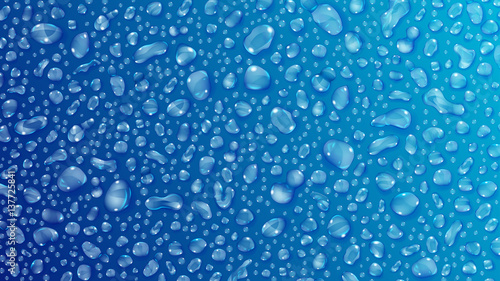 Blue background of water drops