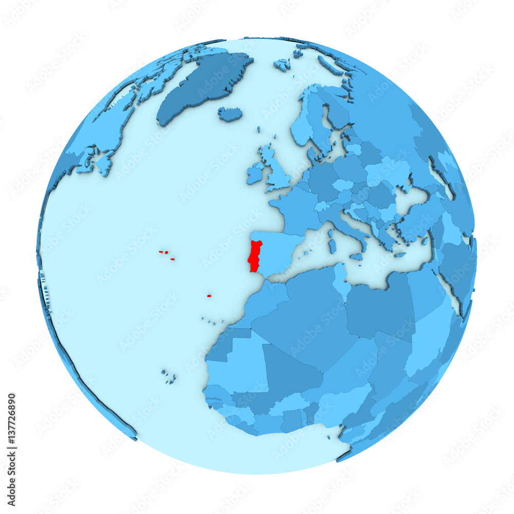 Obraz premium Portugal on globe isolated