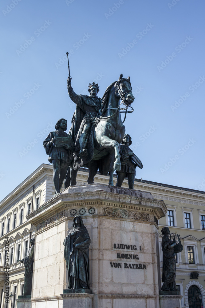 Reiterdenkmal monument of Ludwig I of Bavaria at Odeonsplatz in Munich, Germany, 2015