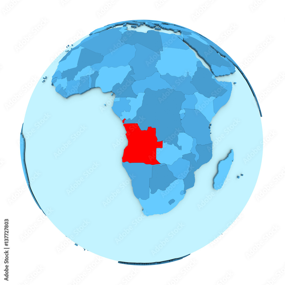 Obraz premium Angola on globe isolated