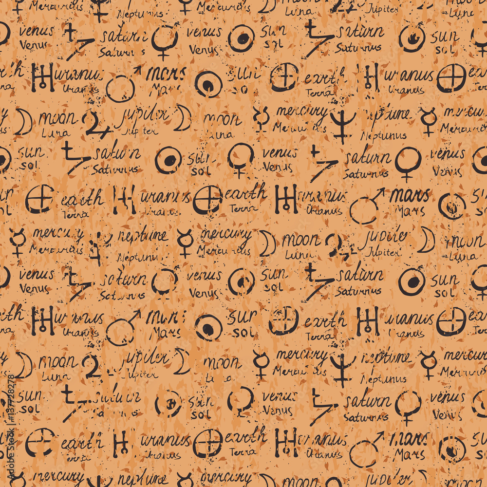 pattern with alchemy symbols