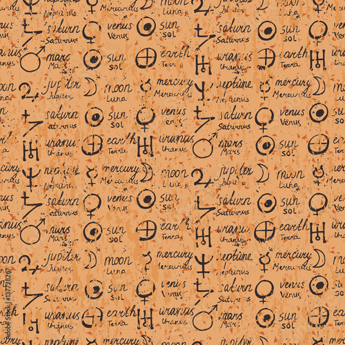 pattern with alchemy symbols © Daria Rosen