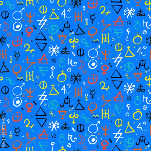 pattern with alchemy symbols