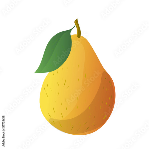 Cartoon yellow pear. Vector illustration photo