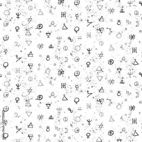 pattern with alchemy symbols