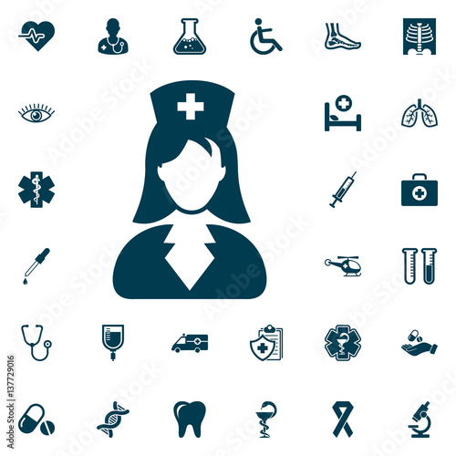 nurse icon, medical set on white background. Health Care Vector illustration