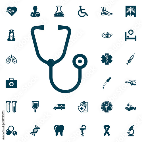 stethoscope web icon, medical set on white background. Health Care Vector illustration