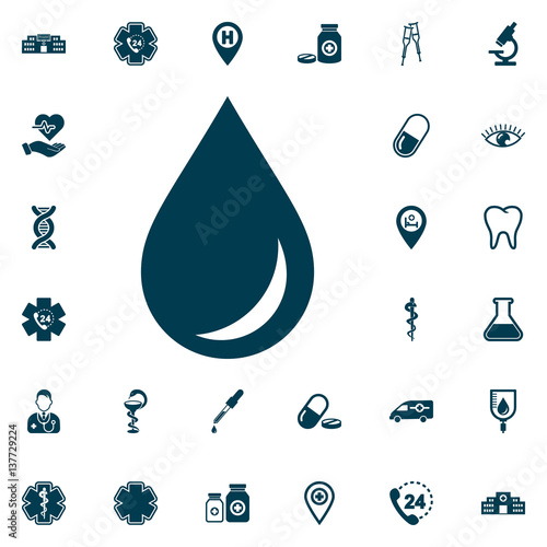 Vector drop Icon, medical set on white background.Health Care Vector illustration