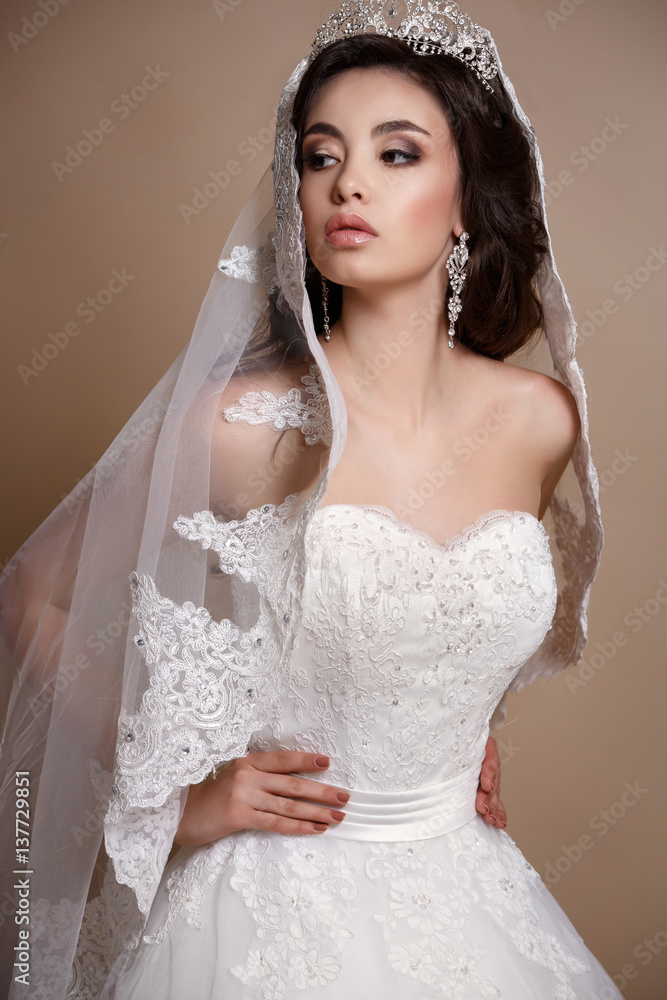 Beautiful fashion bride in luxury wedding dress Beautiful fashion bride in luxury wedding dress