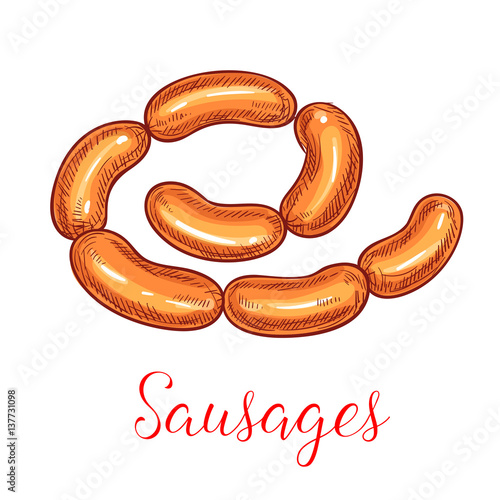 Sausage meat delicatessen vector icon