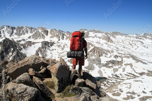 backpacker on mountain