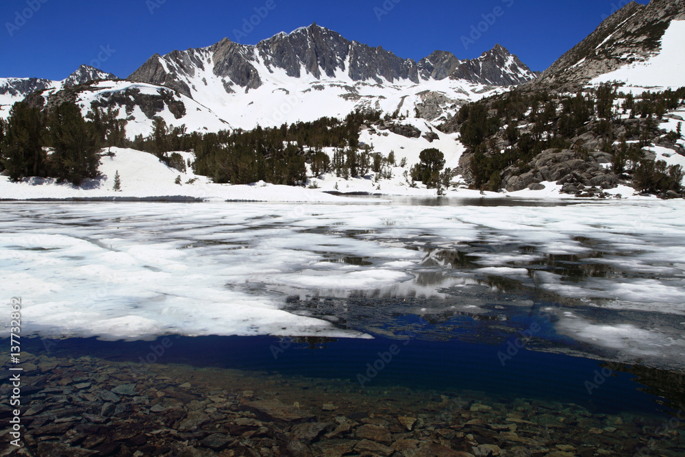 snow in mountain lake snow in mountain lake
