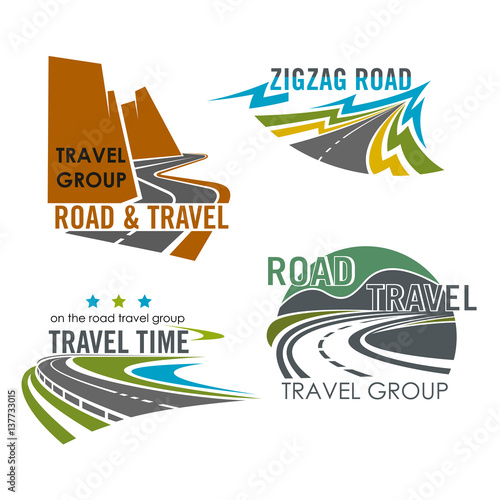 Road travel or highway construction vector icons