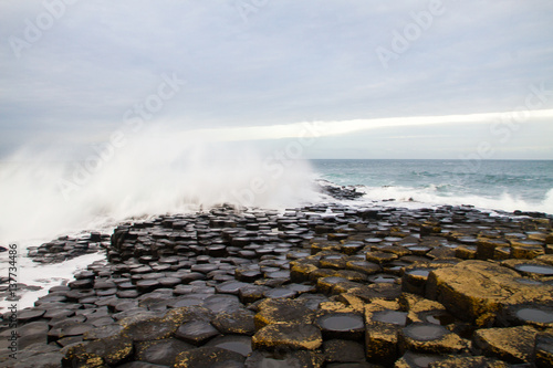 The Giant's Causeway, made up of 40,000 interlocking basalt columns, the result of an ancient volcanic eruption in Bushmills, County Antrim, Northern Ireland.