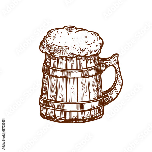 Beer mug vector sketch icon